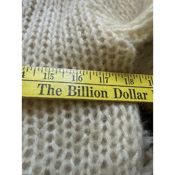 Vintage I.B. Diffusion Ivory Wool/Mohair Jacket Cardigan Chunky cropped moto - Picture 13 of 16